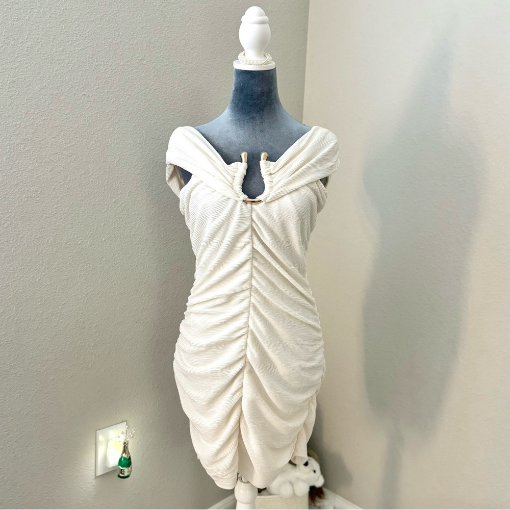 H&M Off-Shoulder Mini Cream Dress
